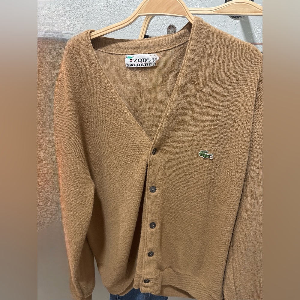 Vintage 80s Izod Lacoste Brown Cardigan M